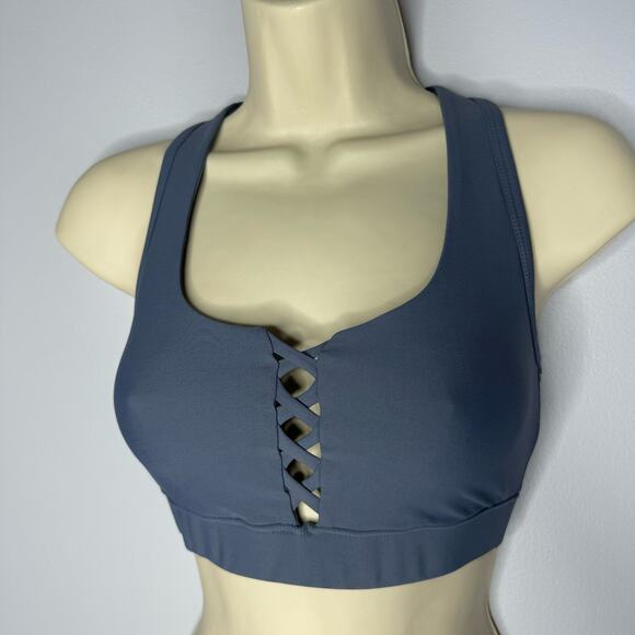 SOUL BY SOULCYCLE Lace Up Sports Bra Blue Small - Picture 3 of 9